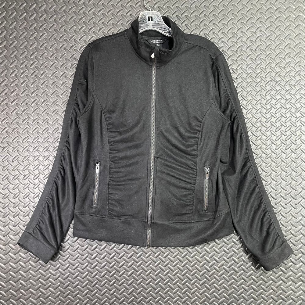 Liverpool Los Angeles Black Active‎ Wear Full Zip Up Sweater Top Women's Size M